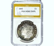 1885 Morgan Silver Dollar PGA MS66 DMPL