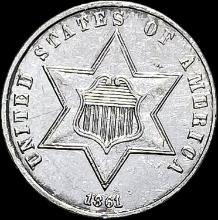 1861 Silver Three-Cent Piece UNCIRCULATED