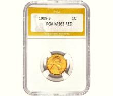 1909-S Wheat Cent PGA MS63 Red