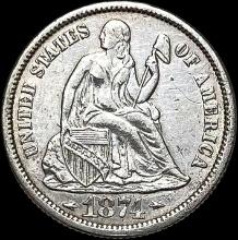 1874 Seated Liberty Dime CLOSELY UNCIRCULATED