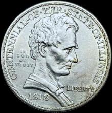 1918 Silver Half Dollar Illinois Centennial CHOICE AU