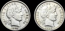 1908 Barber Dime and 1914 Barber Dime. CLOSELY UNCIRCULATED