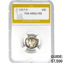 1917-D Mercury Silver Dime PGA MS66