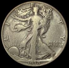 1938-D Walking Liberty Half Dollar LIGHTLY CIRCULATED