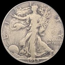 1938-D Walking Liberty Half Dollar LIGHTLY CIRCULATED