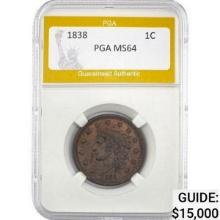 1838 Coronet Head Large Cent PGA MS64