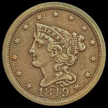 1849 Braided Hair Half Cent NEARLY UNCIRCULATED