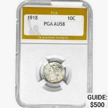 1918 Mercury Silver Dime PGA AU58