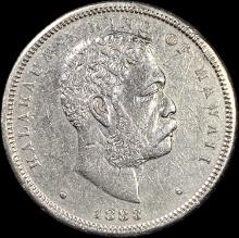 1883 Silver 1/2 Dollar Hawaii Hapalua NEARLY UNCIRCULATED