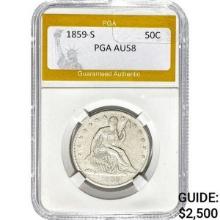 1859-S Seated Liberty Half Dollar PGA AU58