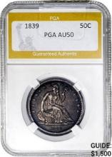 1839 Seated Liberty Half Dollar PGA AU50