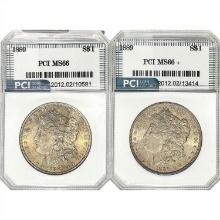 [2] 1889 GEM BU Morgan Silver Dollar[2 Coins] PCI MS66/66+