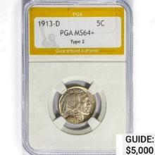 1913-D Buffalo Nickel PGA MS64+ Type 2