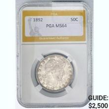 1892 Barber Half Dollar PGA MS64