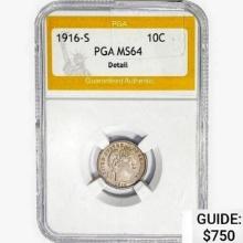 1916-S Barber Dime PGA MS64 Detail