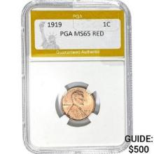 1919 Wheat Cent PGA MS65 Red