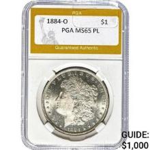 1884-O Morgan Silver Dollar PGA MS65 PL