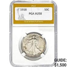 1918 Walking Liberty Half Dollar PGA AU58