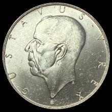 1938 New Sweden Settlement Silver 2 Kronor UNCIRCULATED