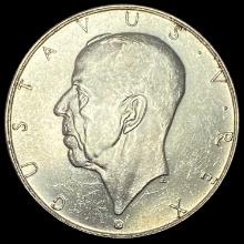 1938 New Sweden Settlement Silver 2 Kronor UNCIRCULATED