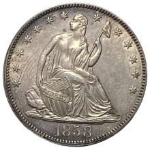 1858 Seated Liberty Half Dollar AU