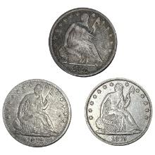 1875-1878 Seated Liberty Half Dollar Lot [3 Coins]
