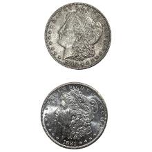 1881-S, 1904-O GEM BU Morgan Silver Dollar [2 Coins]