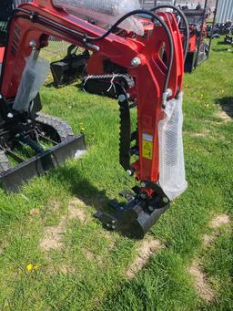 Red Miva VA13C Mini Excavator w/ Thumb - Busted Front Window