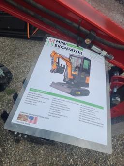 Miva VA13C Mini Excavator w/ Full Cab - Front and Rear Glass Broken