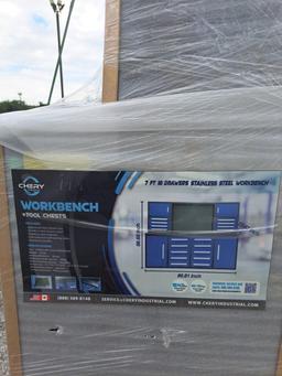 Blue Steelman 7' 18 Drawer Work Bench