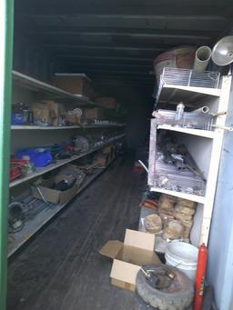 40FT SEA CONTAINER W/ SHELVING & CONTENTS- BAD FLOOR
