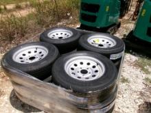 TASK MASTER 205-75R15 TIRES ON 5-HOLE WHEELS