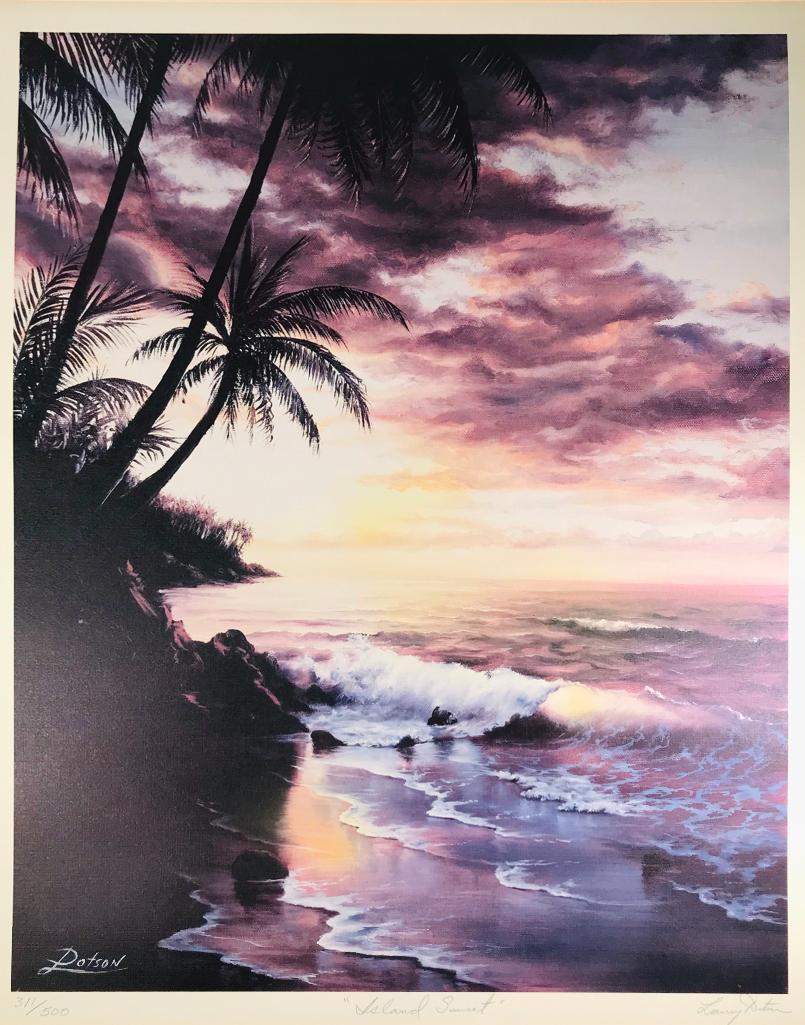 "Island Sunset" by Larry Dotson Signed Print