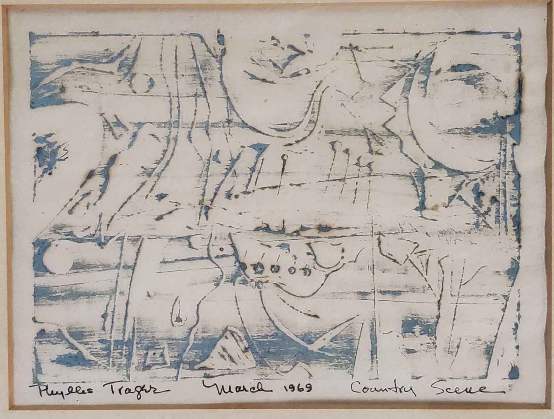 Tray of 14 Phyllis Trager Hyman Original Matted and Framed Drawings, Watercolors, Print and More
