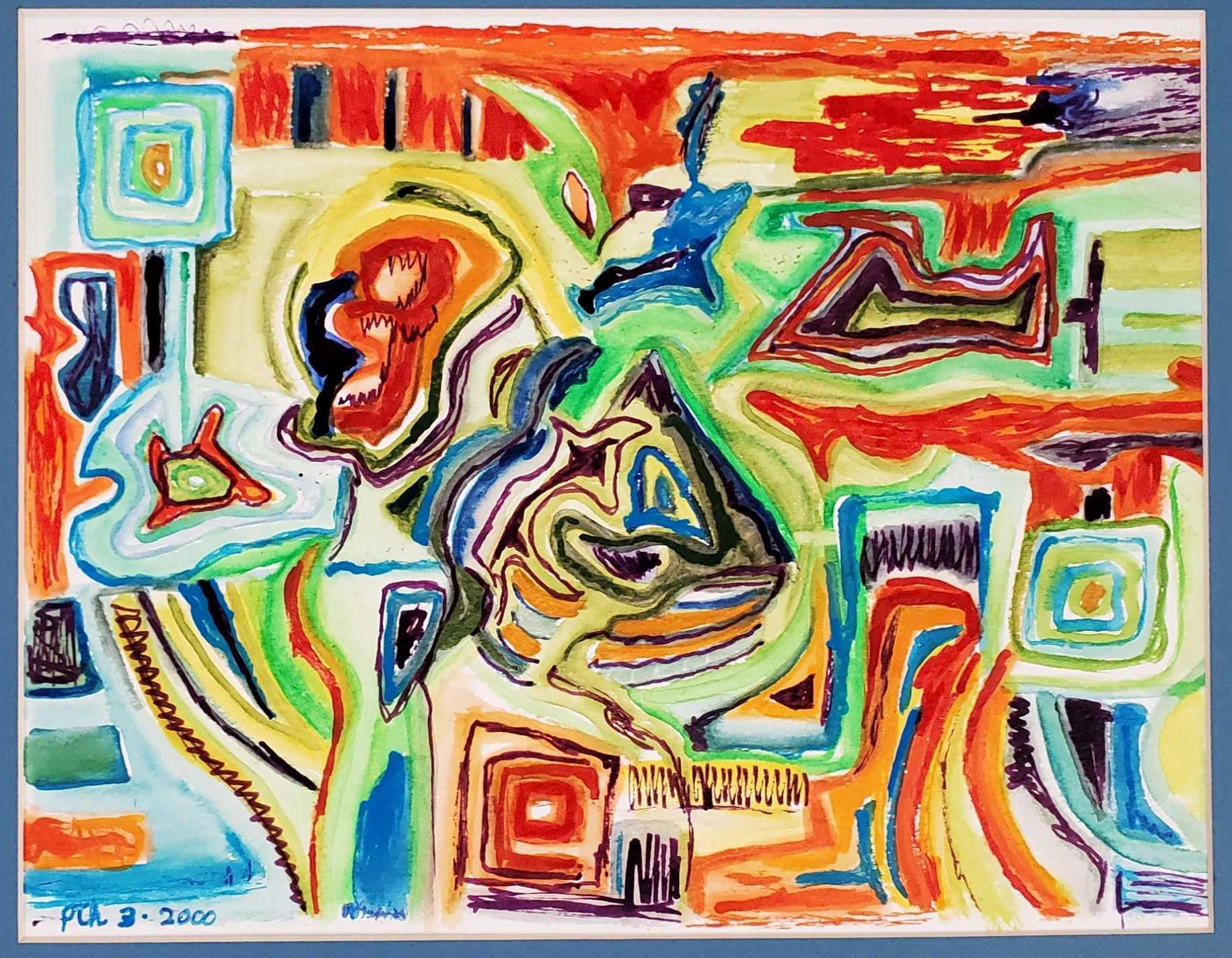 Tray of 14 Phyllis Trager Hyman Original Matted and Framed Drawings, Watercolors, Print and More