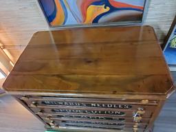 Antique Clarks 6-Drawer Spool Cabinet with Orig. Glass Drawer Fronts