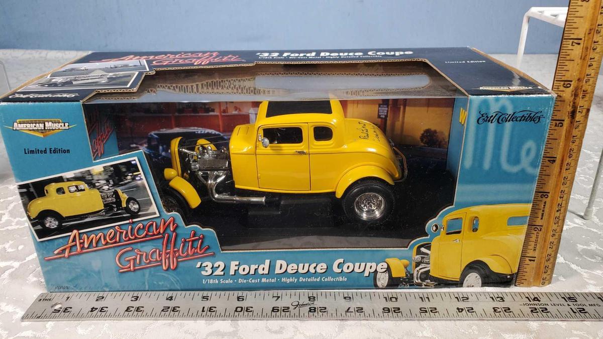 1/18 Scale American Graffiti '32 Ford Deuce Coupe in Box Signed by Paul Le Mot "John Milner"