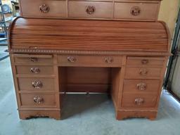 Vintage Rosewood Roll Top Desk with Top Book Case