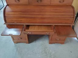 Vintage Rosewood Roll Top Desk with Top Book Case