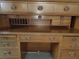 Vintage Rosewood Roll Top Desk with Top Book Case