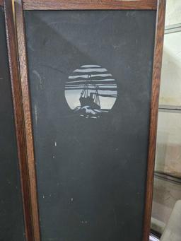 3 Panel Art Deco Room Screen With Transportaion Medallio Design