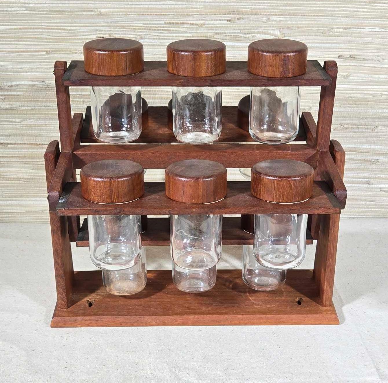 Danish Modern Wood Revolving Spice Rack