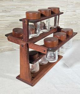 Danish Modern Wood Revolving Spice Rack