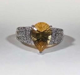 14k Gold Ring with Pear Shaped Citrine