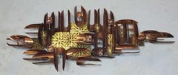 William Vose 2 Piece Mid Century Modern Wall Sculpture Signed W. Vose Dated 6/86 For Artisan House