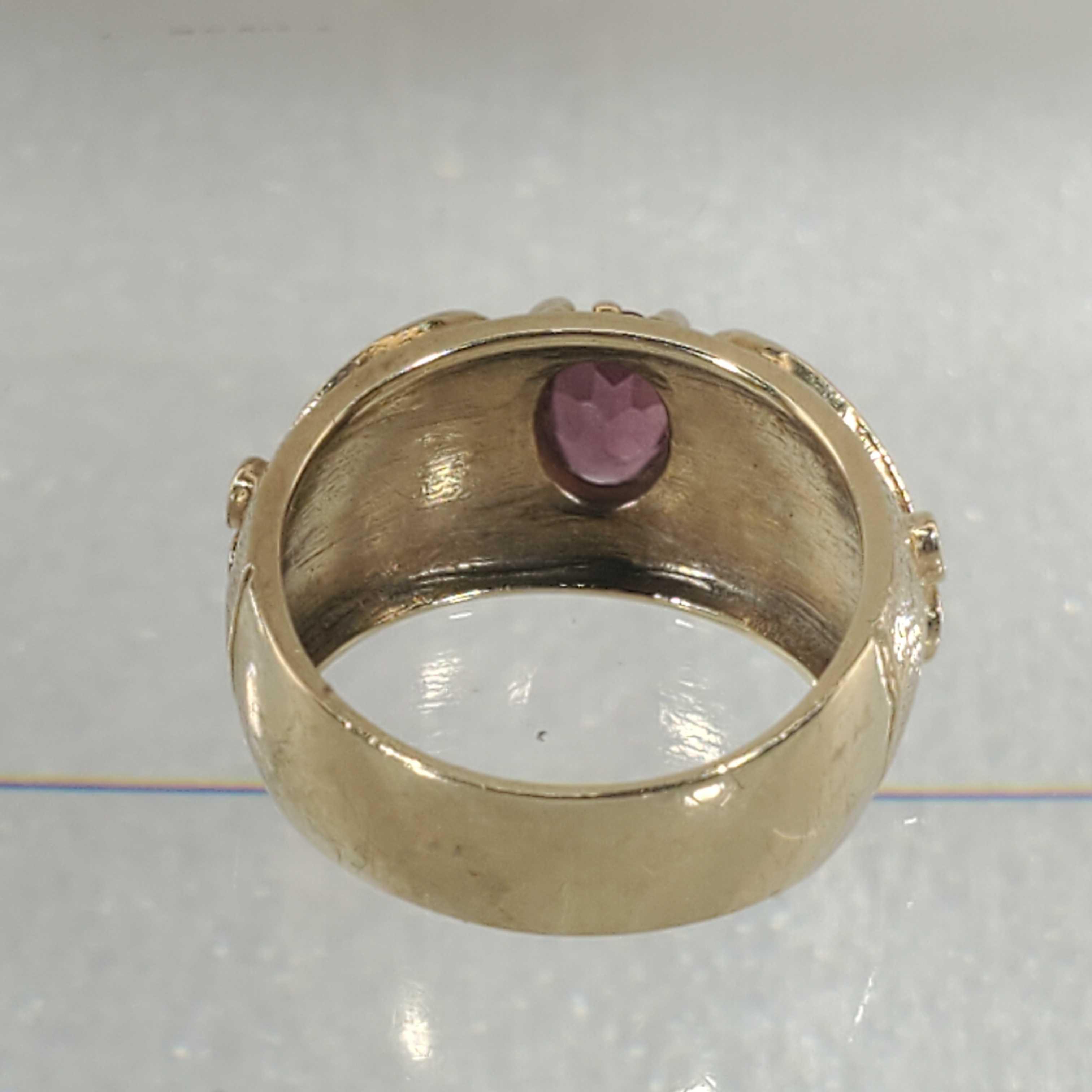 2 - 10K Rings; Rose Gold Band And Yellow Gold & Garnet Rings