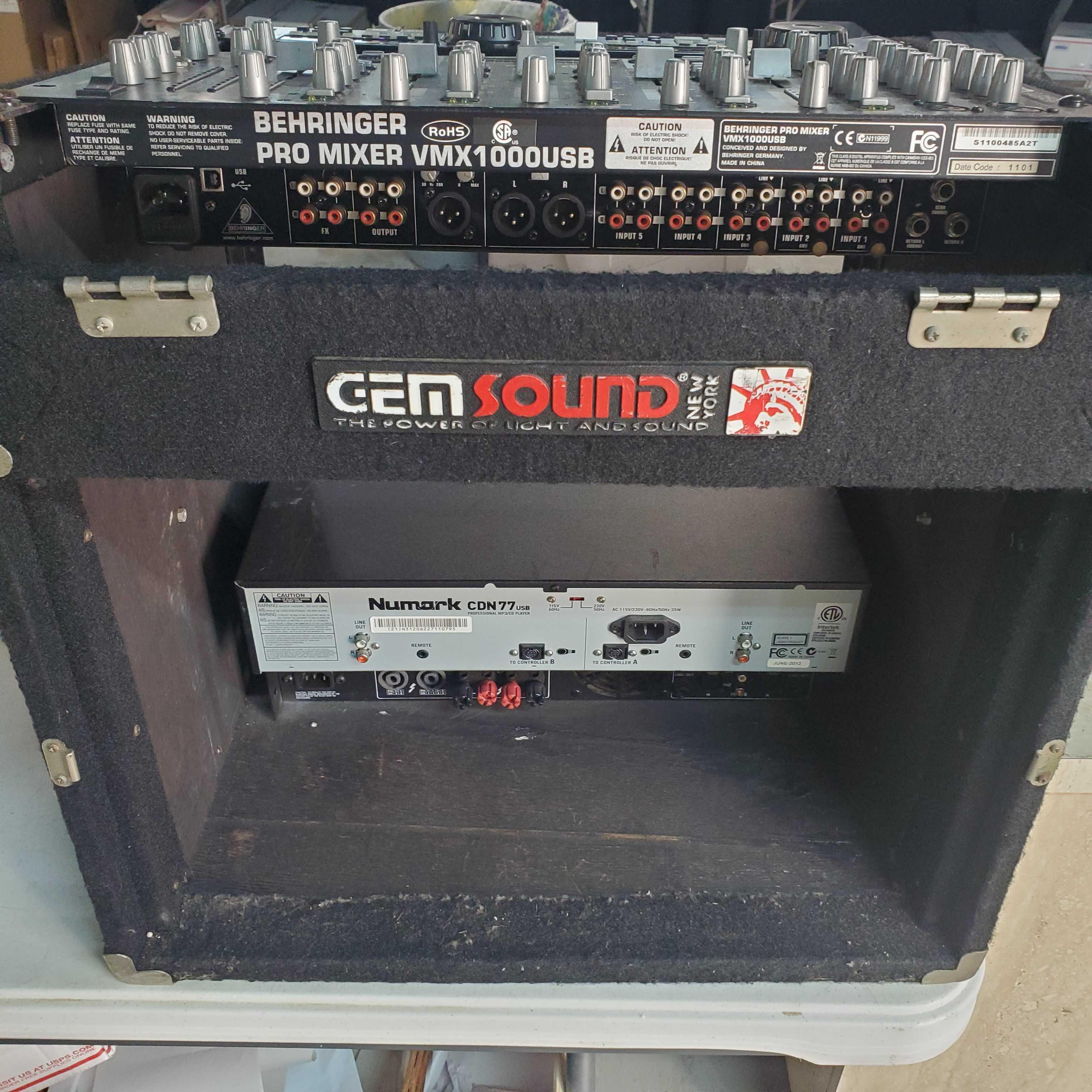 Portable Box Rack With Behringer, Crown And Numark Components (ALL LIGHT UP)