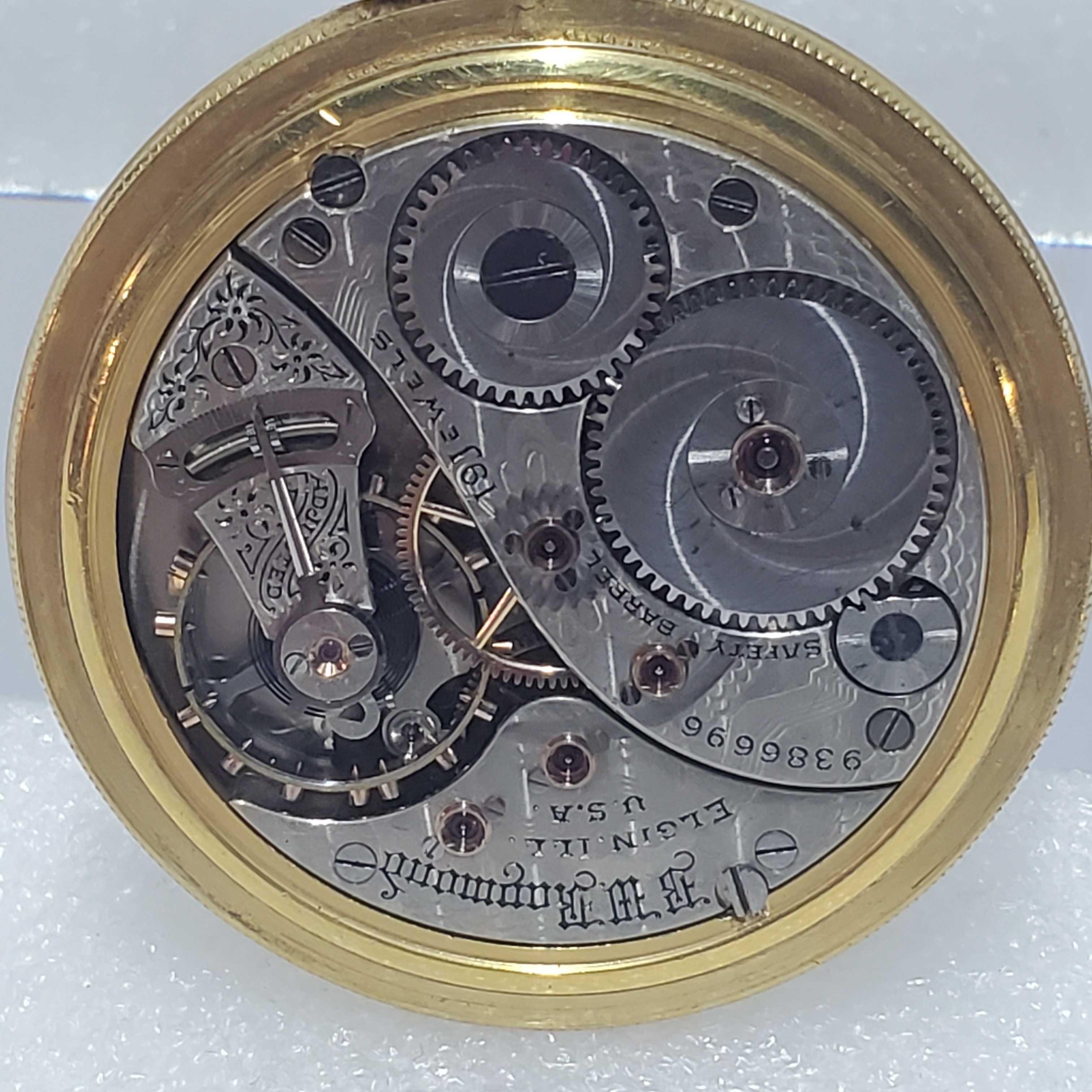 1902 Elgin B W Raymond 19 Jewel 18s Lever Set Stem Wind Grade 240 Open Face Pocket Watch