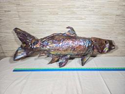 Large Metal Fish Wall Sculpture with Glass Eye