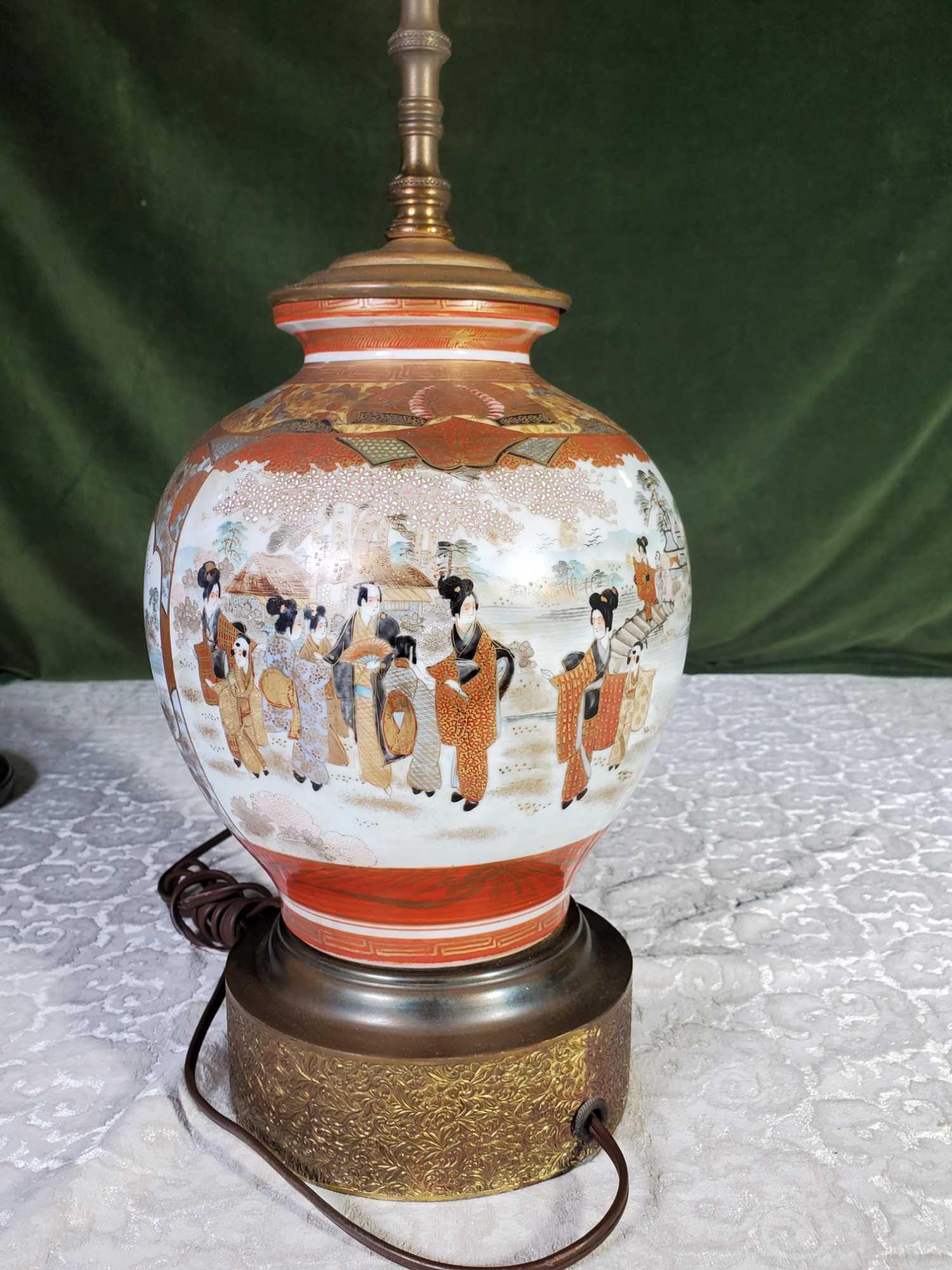 8" Japanese Satsuma Vase Made Into Lamp